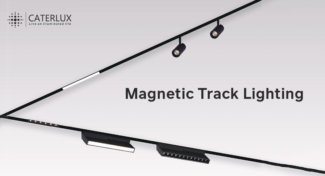 Slim black Caterlux magnetic track lights with adjustable LED fixtures.