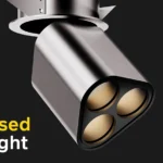 Modern recessed spotlight with triple-beam design for focused lighting