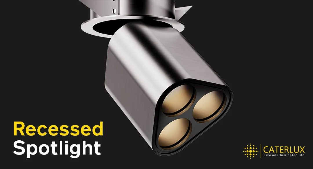 Modern recessed spotlight with triple-beam design for focused lighting